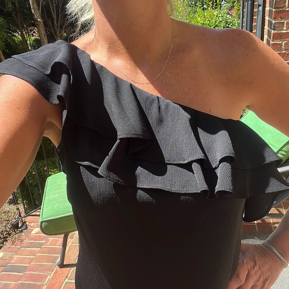 Womens asymmetric ruffled blouse
